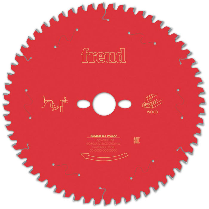 Freud Circular Saw Blade F03FS09760 260mm 60 Teeth Hard Wood Soft Wood Plywood - Image 1