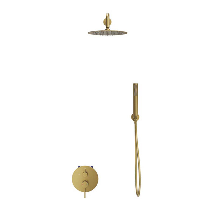 Swirl Multi Head Shower Concealed Rear Fed Satin Brass Single Spray Pattern - Image 1