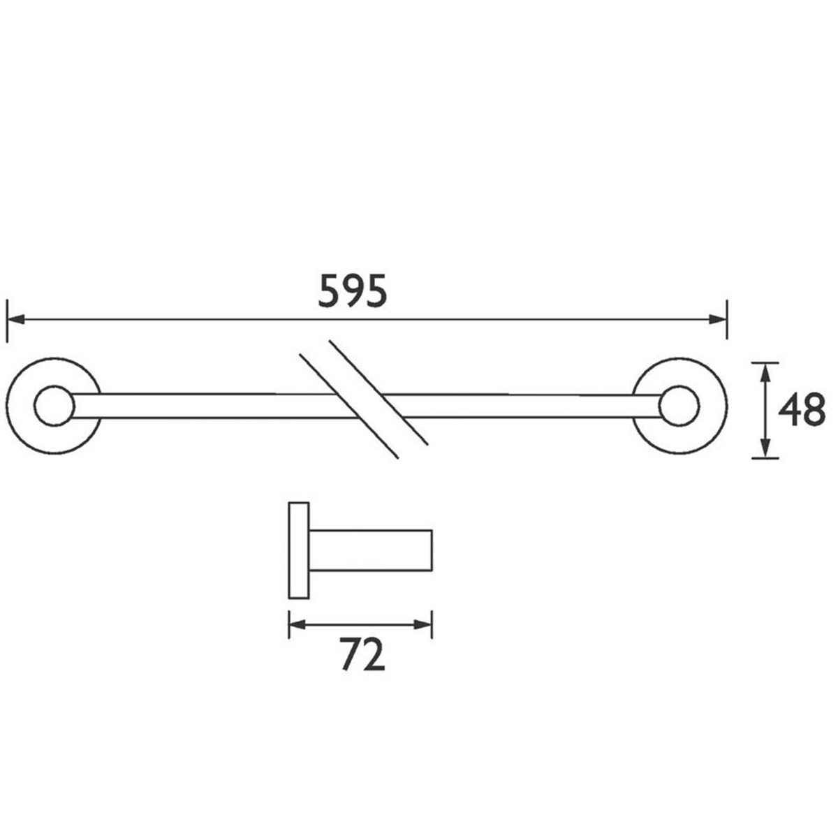 Bristan Towel Rail Round Brushed Solid Brass Contemporary 595mm x 72mm x 48mm - Image 2