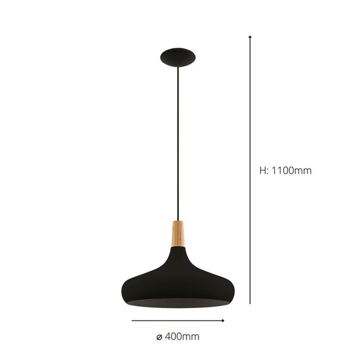 Pendant Ceiling Light Black Brown Lampshade Adjustable Drop Steel 40cm Modern - Image 4