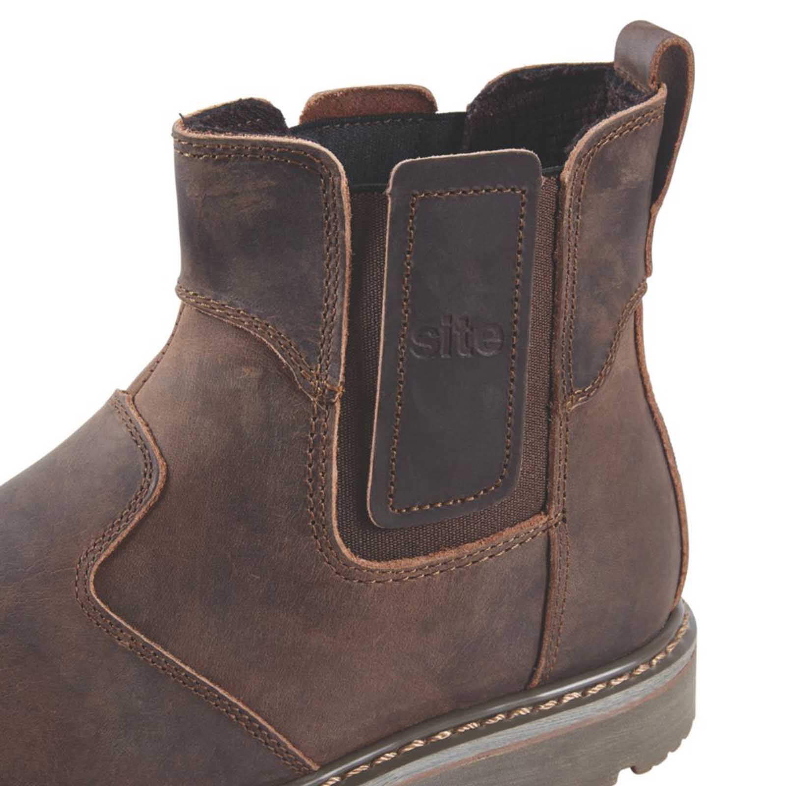 Site Safety Dealer Boots Mens Wide Fit Brown Leather Shoes Steel Toe Size 14 - Image 2