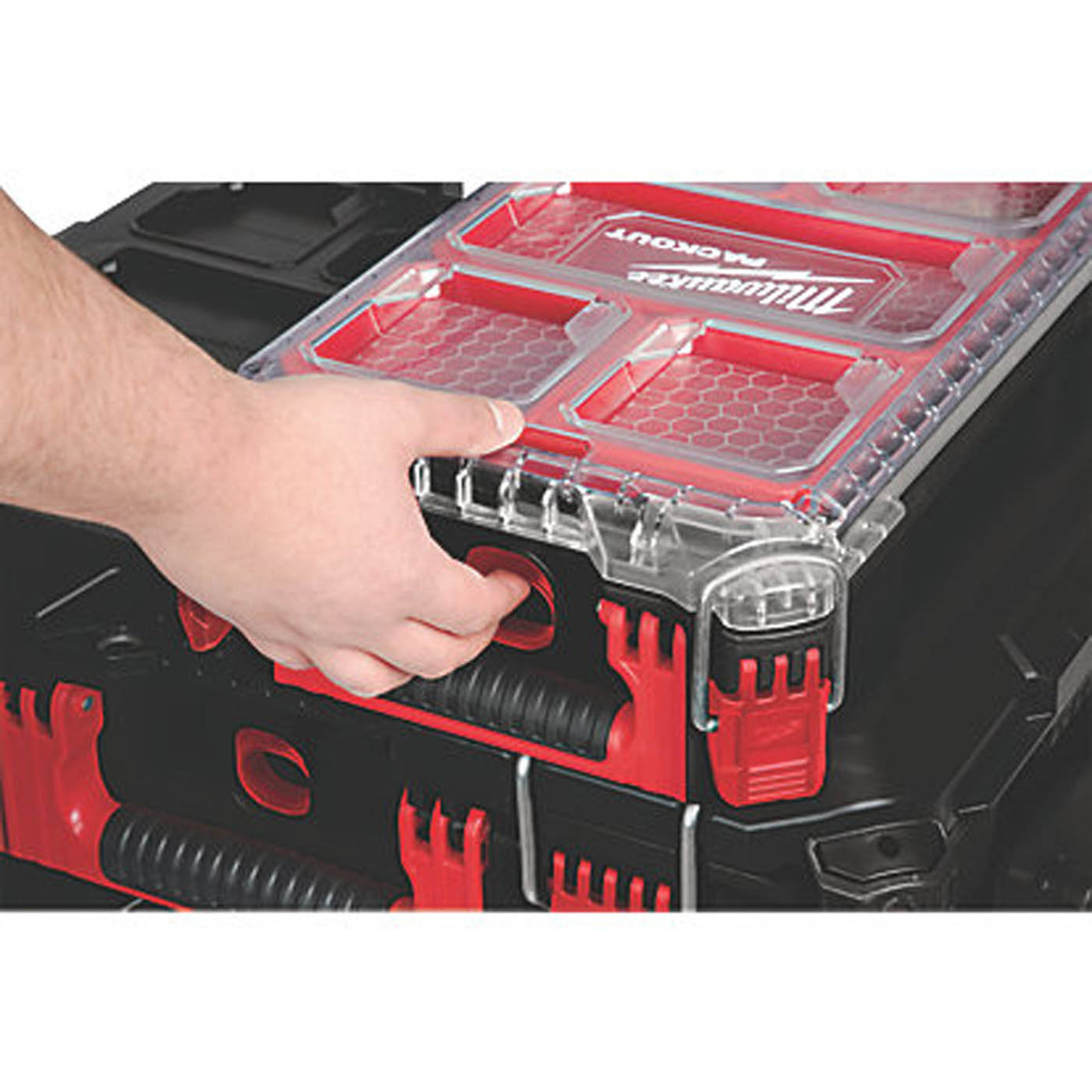 Milwaukee Packout Organizer Case 9¾ x 15" Compact Storage With Metal Clamps - Image 2