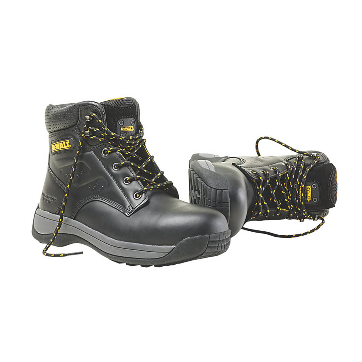 DeWalt Bolster Safety Boots Black Leather Wide Fit Lightweight Size 8 - Image 1