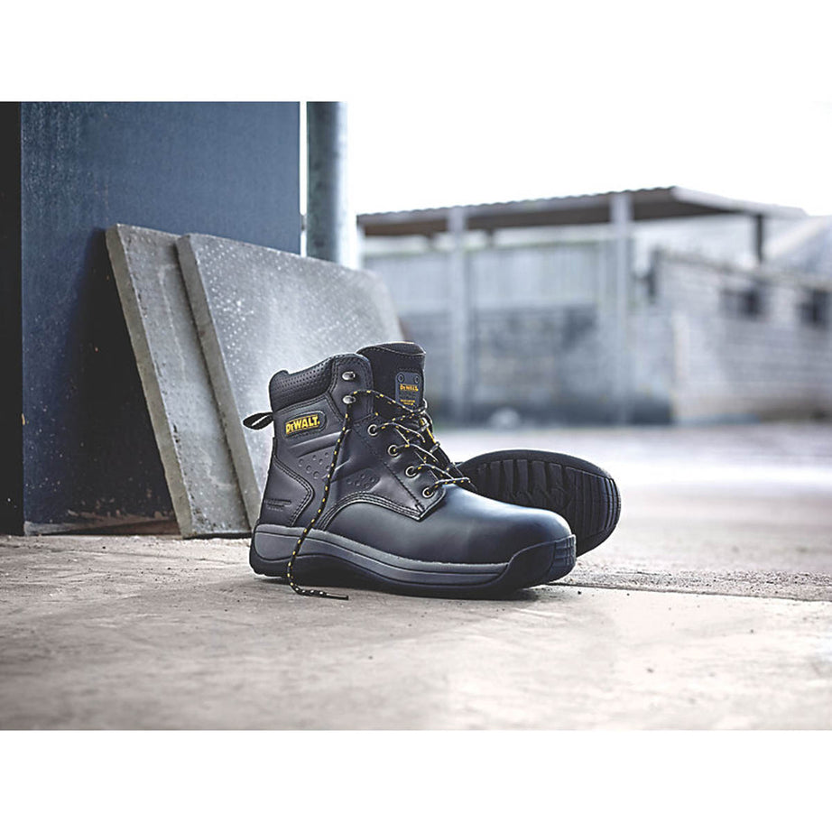DeWalt Bolster Safety Boots Black Leather Wide Fit Lightweight Size 8 - Image 2
