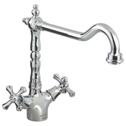 Bristan Kitchen Tap Mono Mixer Chrome Double Lever Cross Head Swivel Spout - Image 1