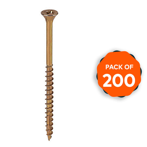 Wood Screws PZ Countersunk Partially Threaded Uncollated 5x100mm Pack Of 200 - Image 1