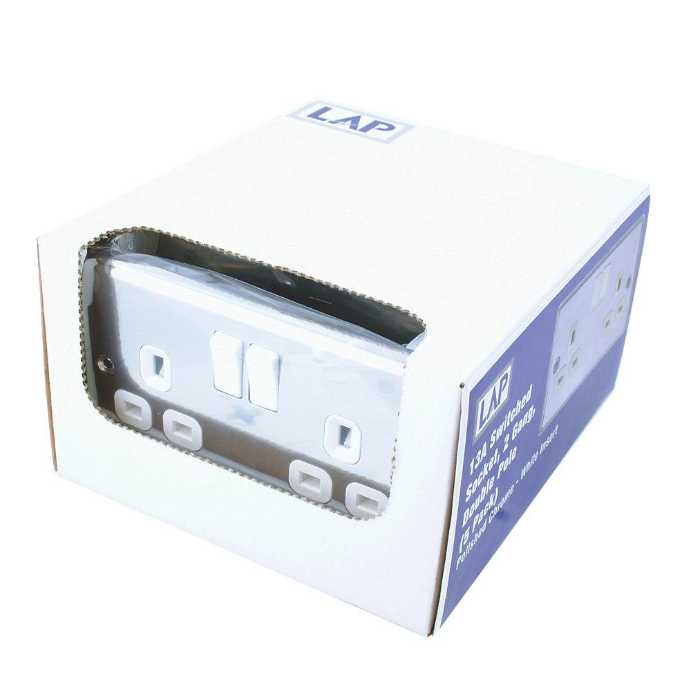 LAP Sockets Switched Plug 13A 2-Gang SP Polished Chrome Pack of 5 - Image 5