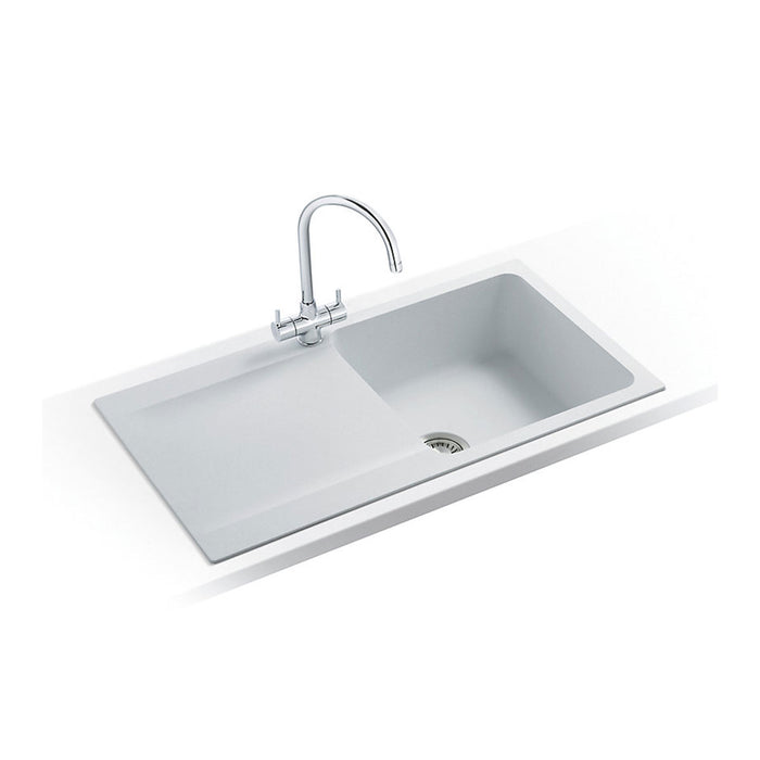 Franke Inset Kitchen Sink Tectonite White 1 Bowl Reversible Drainer 940x510mm - Image 2