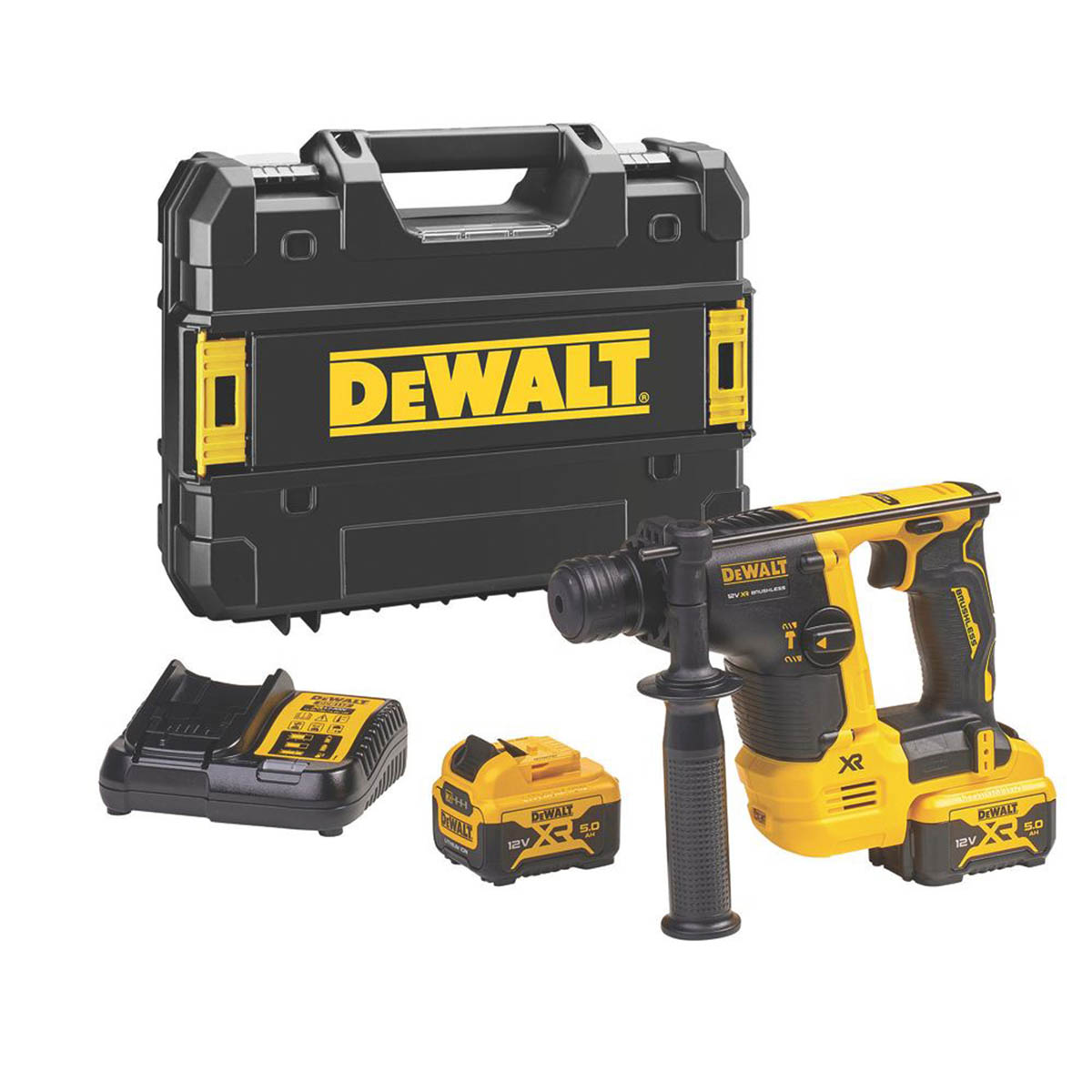 DeWalt SDS Plus Drill Cordless 12V 2x5.0Ah Li-Ion DCH072P2-GB Brushless Compact - Image 1