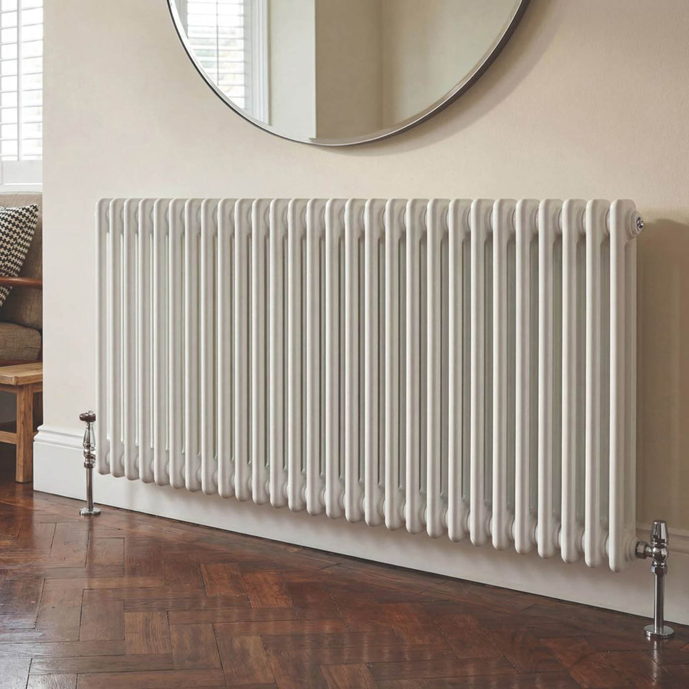 Flomasta 600mm x 1415mm 4978BTU White Horizontal 2 Column Radiator - Image 2