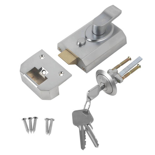 Smith And Locke Deadlock Night Latch Satin Chrome Double Locking 60mm Backset - Image 1