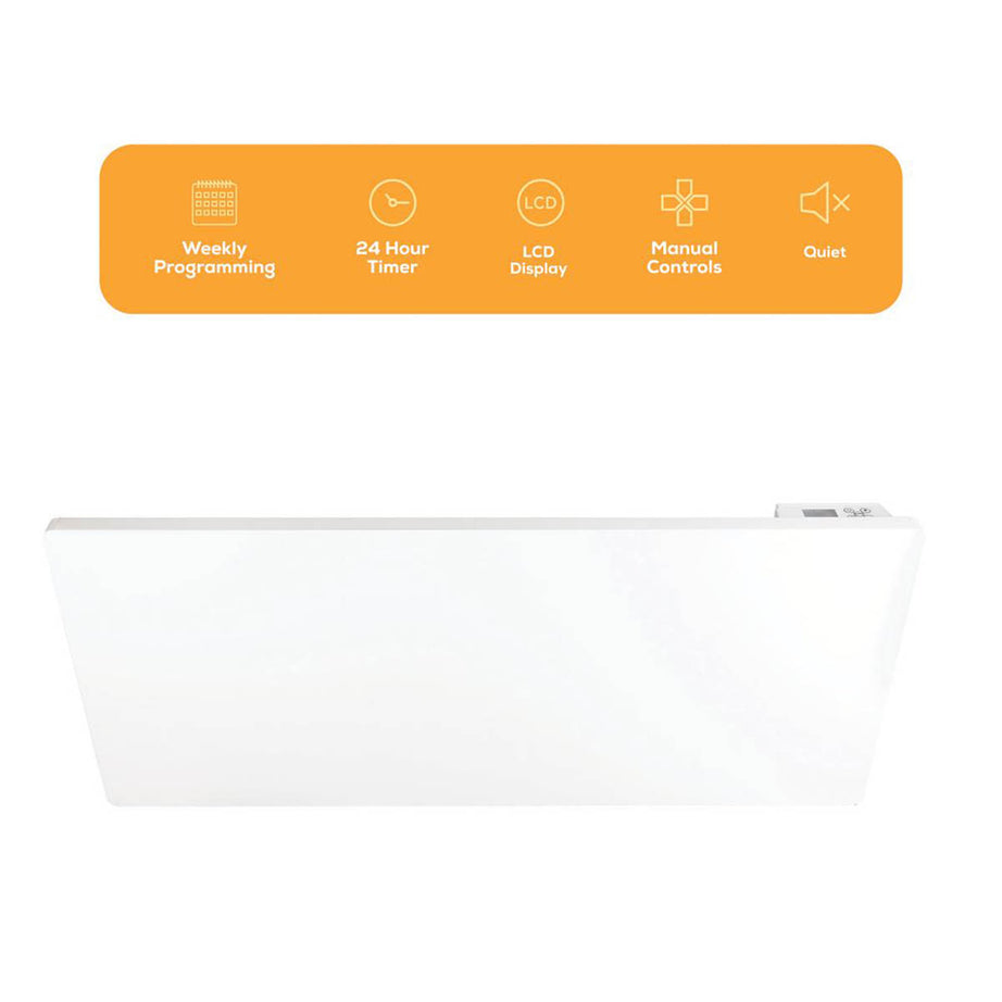 TCP Convection Panel Heater Wall Mounted 2000W Programmable Timer White - Image 2