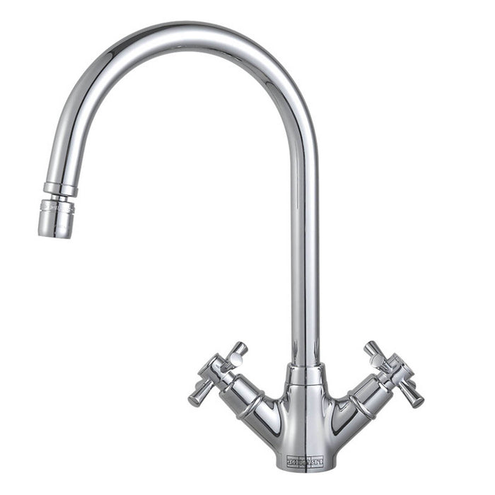 Franke Kitchen Tap Mono Mixer Chrome Swivel Spout Double Lever Cross Head - Image 1