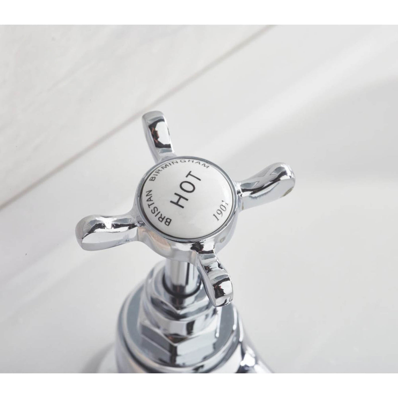 Bristan Bathroom Basin Pillar Tap Chrome Cross Head 1/4 Turn Cold Hot Pair - Image 4
