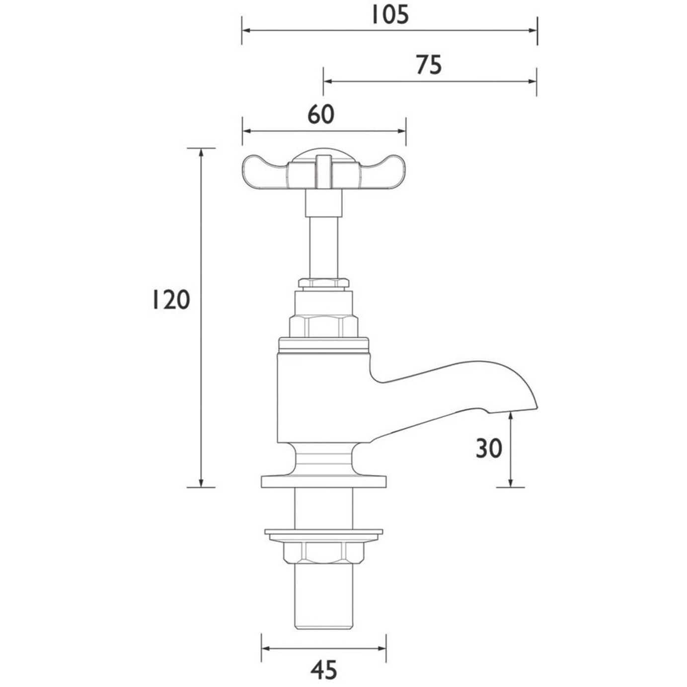 Bristan Bathroom Basin Pillar Tap Chrome Cross Head 1/4 Turn Cold Hot Pair - Image 5