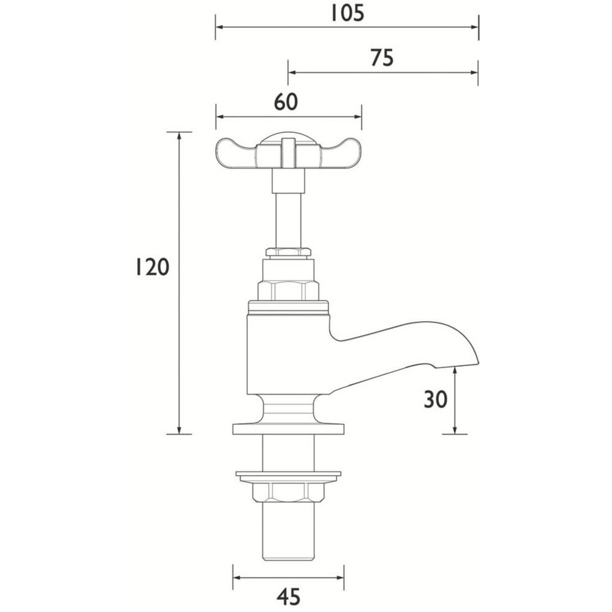 Bristan Bathroom Basin Pillar Tap Chrome Cross Head 1/4 Turn Cold Hot Pair - Image 5