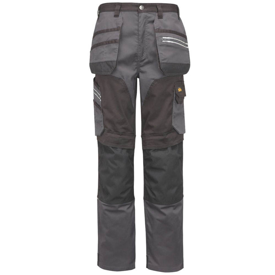 Site Work Trousers Mens Regular Fit Grey Black Multi Pocket Stretch 36"W 32"L - Image 2