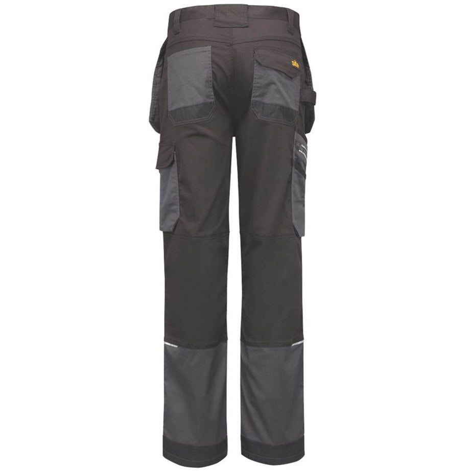 Site Work Trousers Mens Regular Fit Grey Black Multi Pocket Stretch 36"W 32"L - Image 3