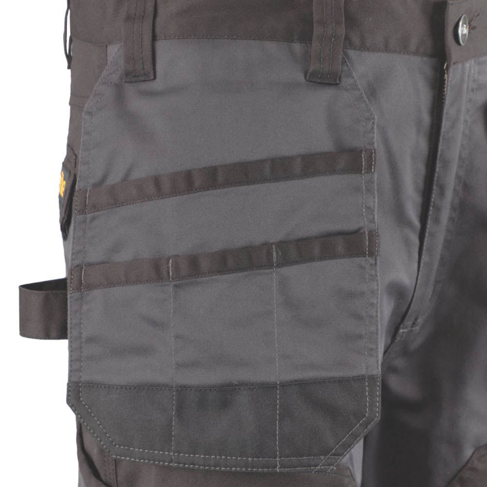 Site Work Trousers Mens Regular Fit Grey Black Multi Pocket Stretch 36"W 32"L - Image 5