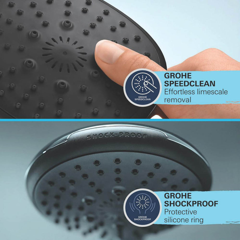 Grohe Thermostatic Shower System Exposed Chrome Single Spray Pattern Twin Head - Image 4