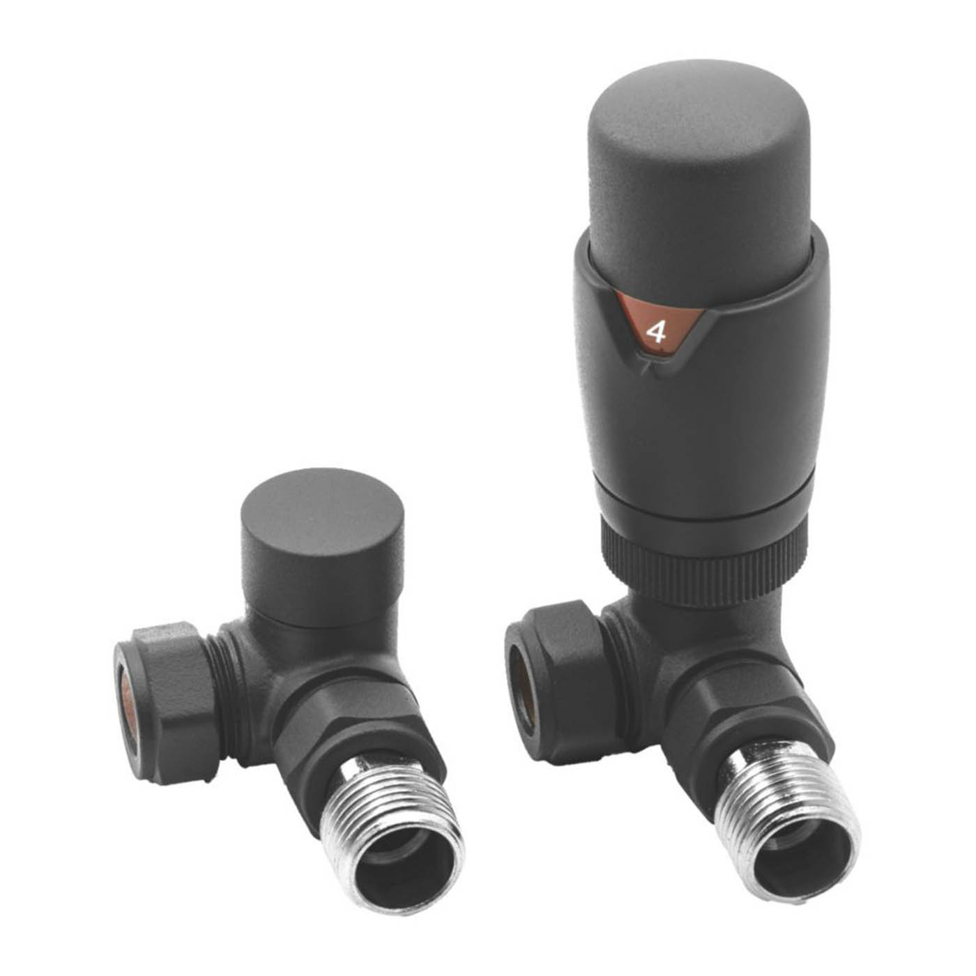 Reina Thermostatic Radiator Valve & Lockshield Modal TRV 15mmx15mm Anthracite - Image 1