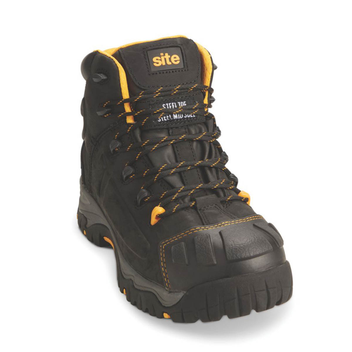 Site Safety Boots Mens Standard Fit Black Leather Waterproof Steel Toe Size 13 - Image 1