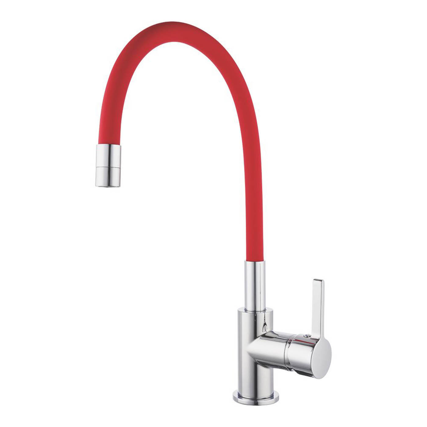 Piasa   Pull-Out Spray Mixer Kitchen Tap Chrome & Red - Image 1