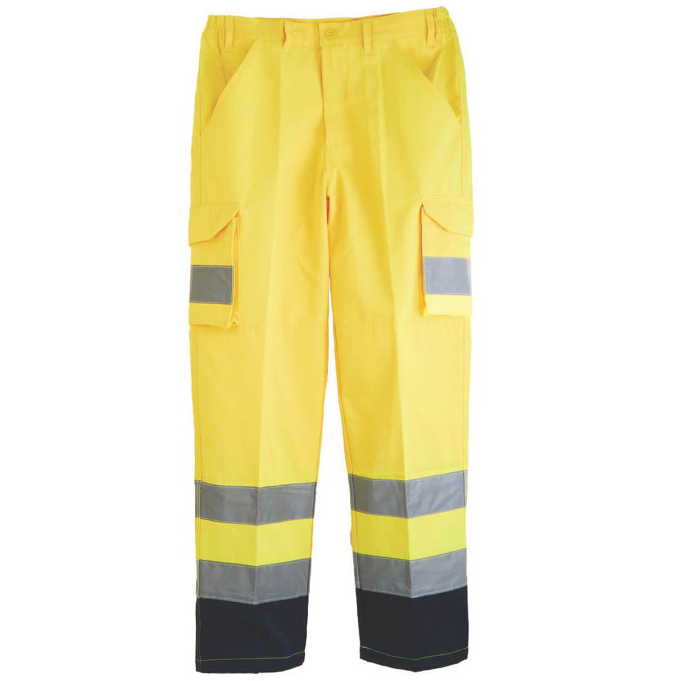 Hi-Vis Work Trousers Unisex Regular Fit Yellow Cargo Multi Pockets 30W 31L - Image 1
