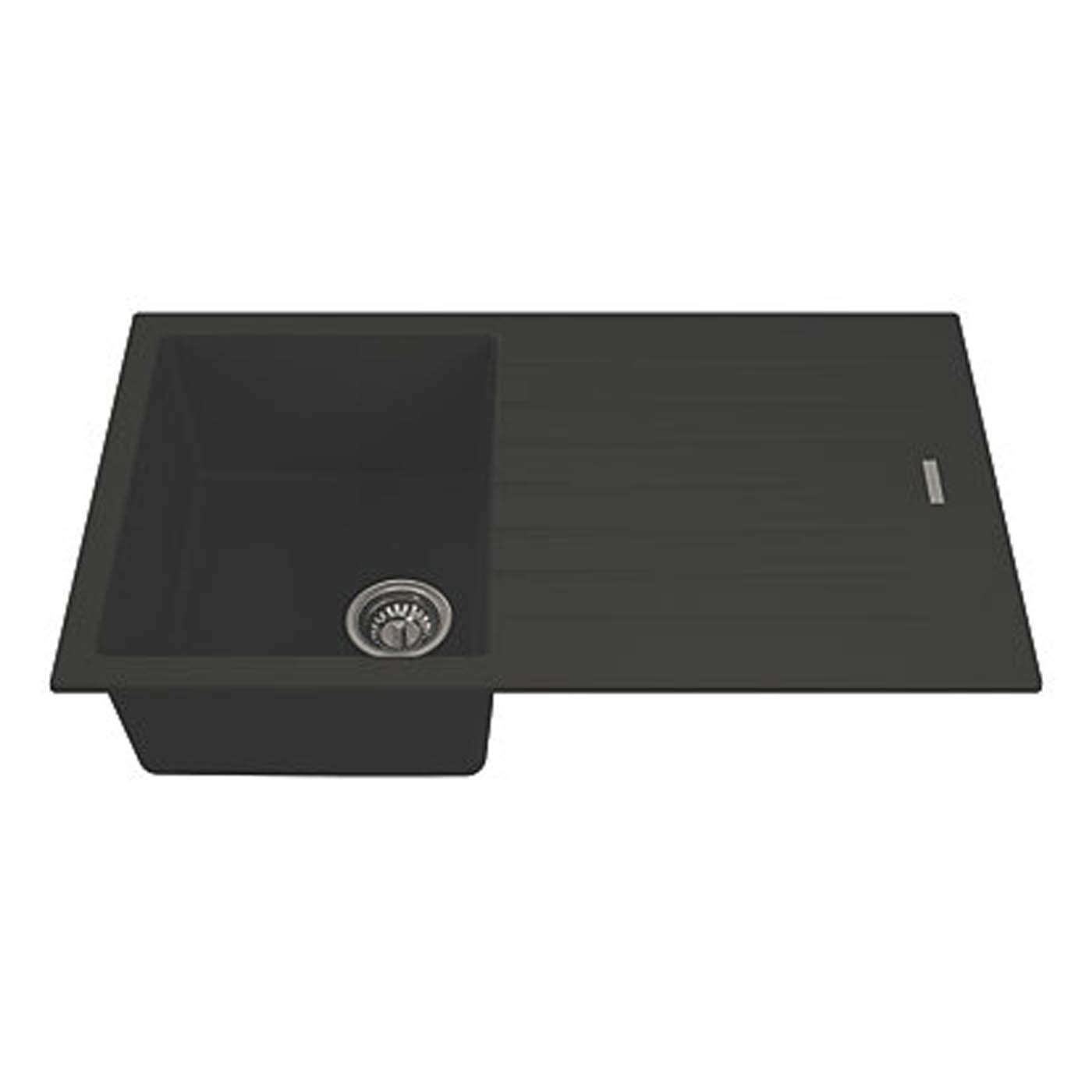 Carysil TD100-MB 1 Bowl Granite Composite Kitchen Sink Midnight Black Reversible 860mm x 500mm - Image 2