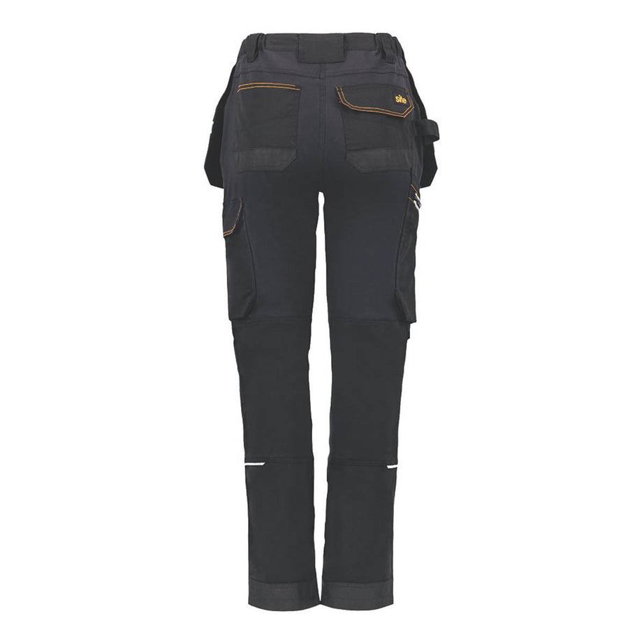 Site Work Trousers Women's Regular Fit Black Grey Multi Pockets Size 16 31L - Image 2