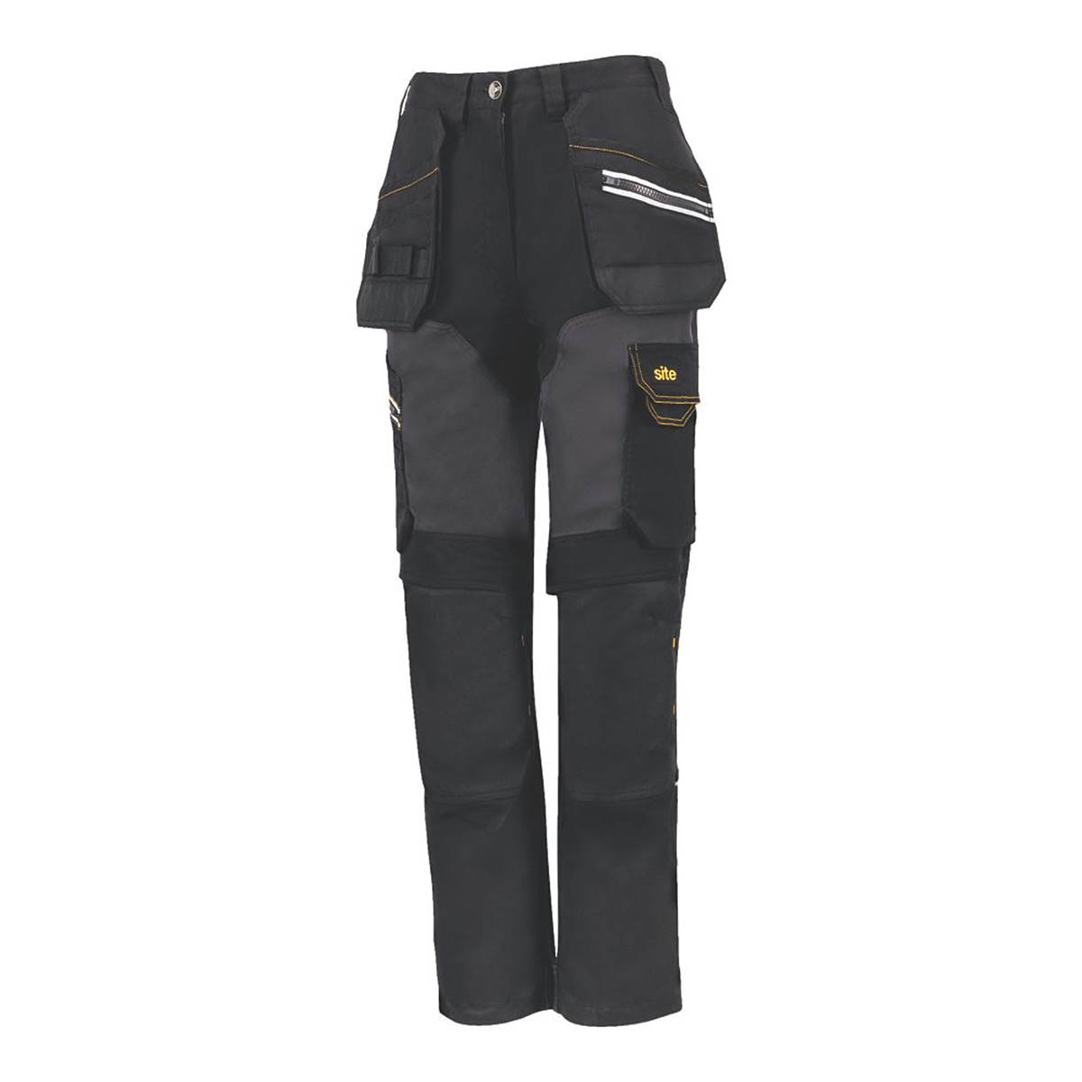 Site Work Trousers Women's Regular Fit Black Grey Multi Pockets Size 16 31L - Image 3