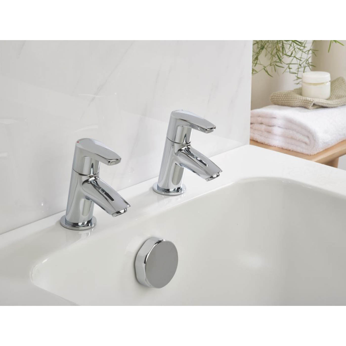 Bristan Bath Filler Pillar Tap Chrome Levers Hot Cold Pair 1/4 Turn Contemporary - Image 3