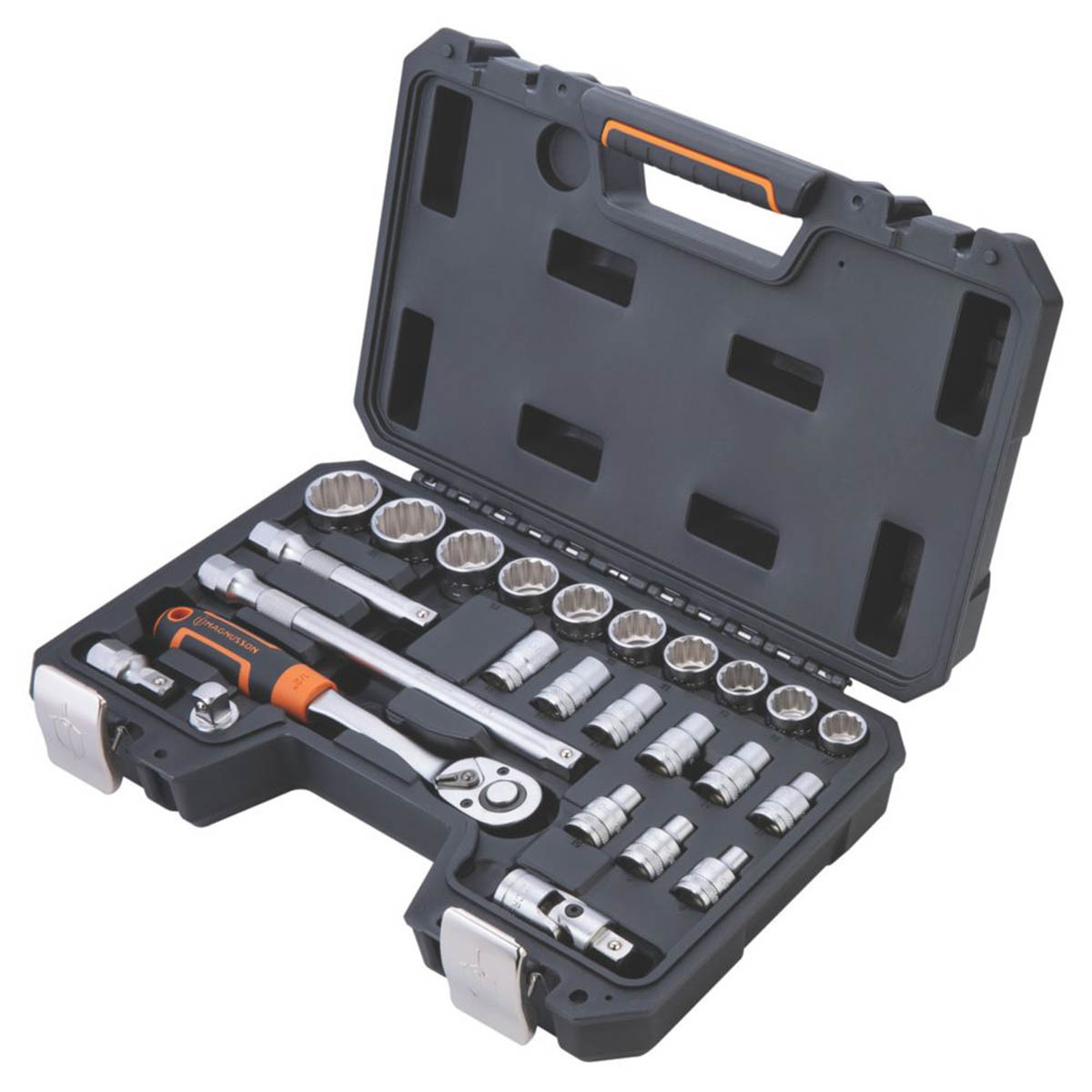 Magnusson Socket Set 1/2" Drive 12 Point Hardened Ratchet Case Pack Of 25 - Image 1