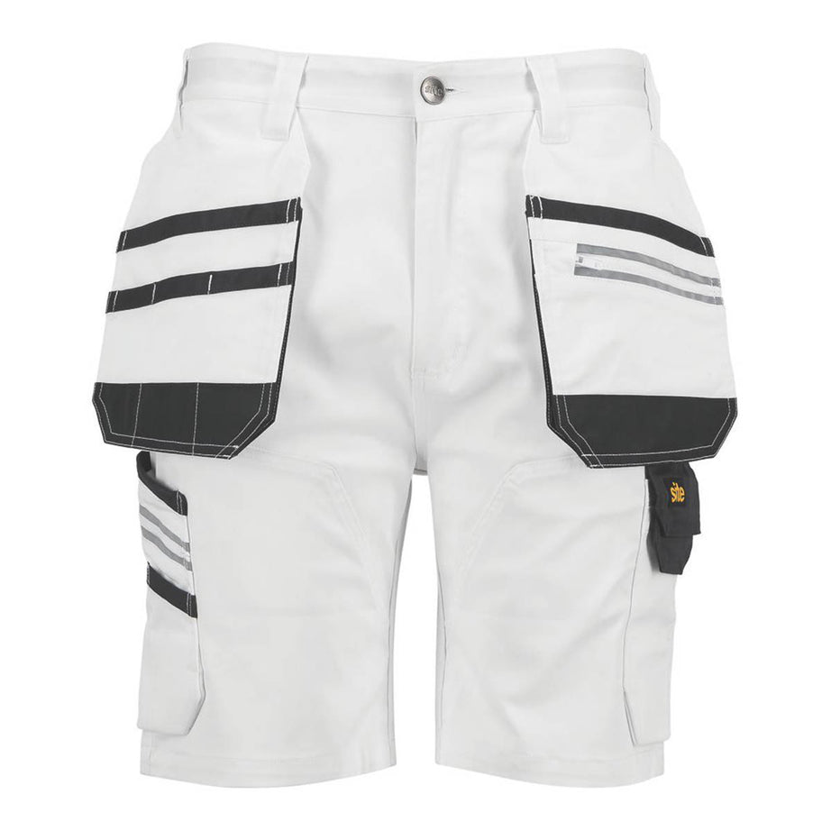 Site Mens Work Shorts Cargo White Grey Holster Multi Pockets Breathable 32" W - Image 1