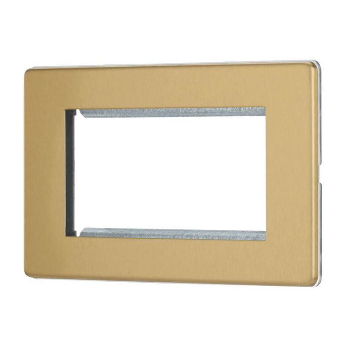 Modular Faceplate Wall Plate 4-Module Brushed Brass Screwless Flat Profile - Image 4