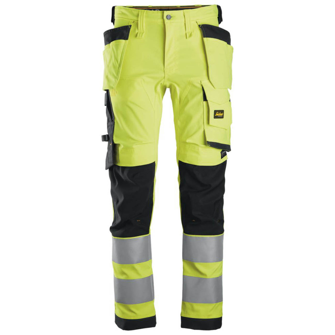 Snickers Hi-Vis Work Trousers Mens Slim Fit Yellow Multi Pockets Cargo 36W 32L - Image 1