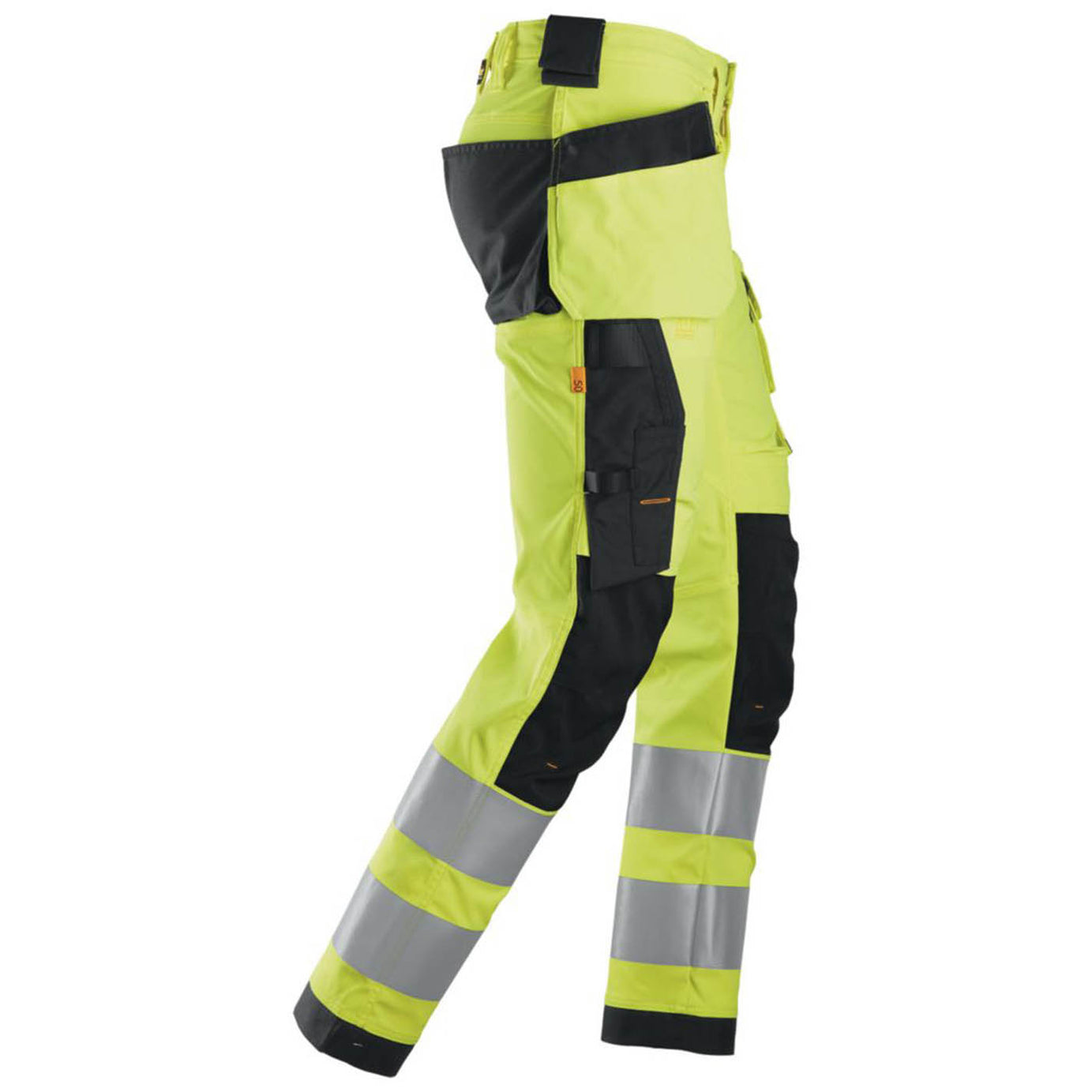 Snickers Hi-Vis Work Trousers Mens Slim Fit Yellow Multi Pockets Cargo 36W 32L - Image 2
