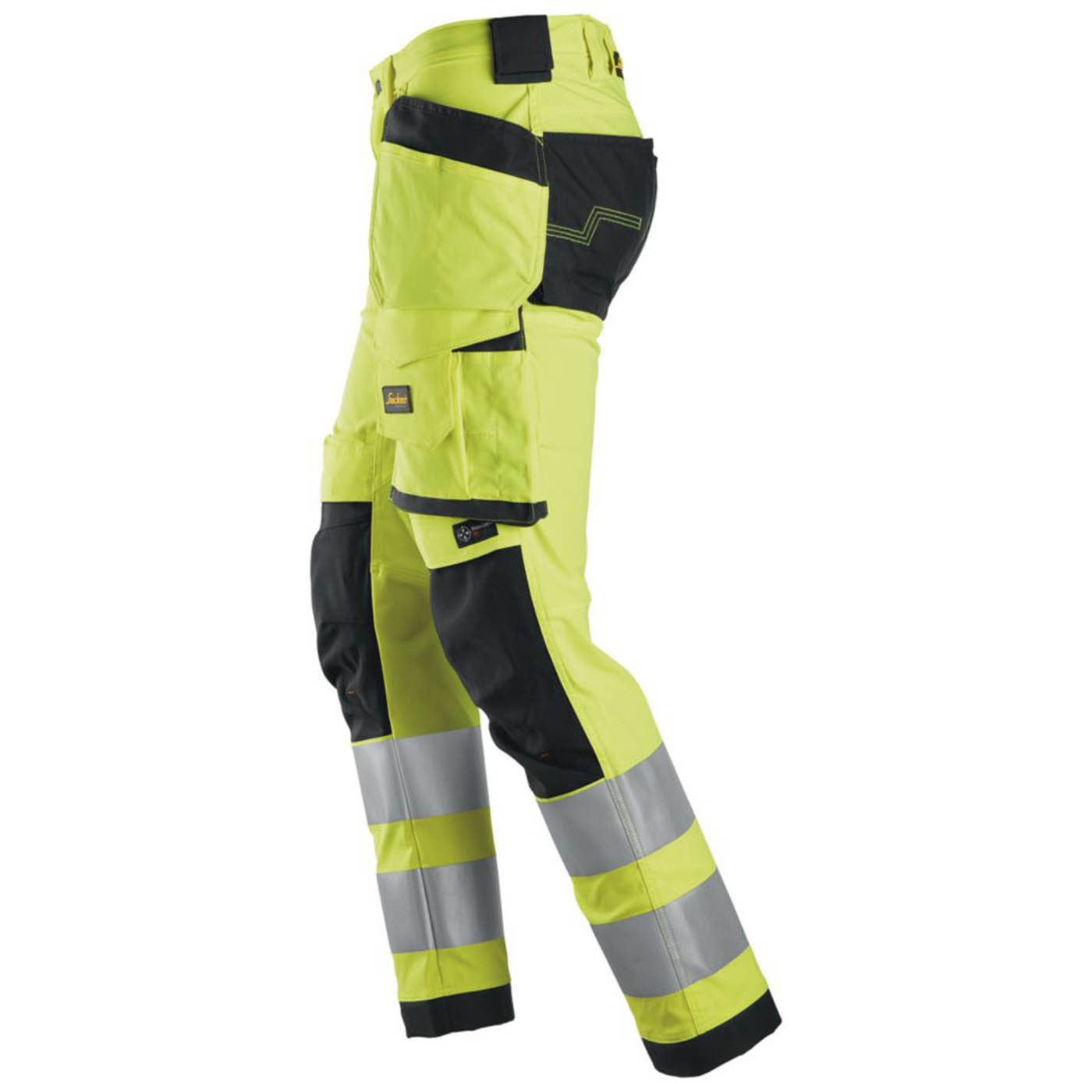 Snickers Hi-Vis Work Trousers Mens Slim Fit Yellow Multi Pockets Cargo 36W 32L - Image 3