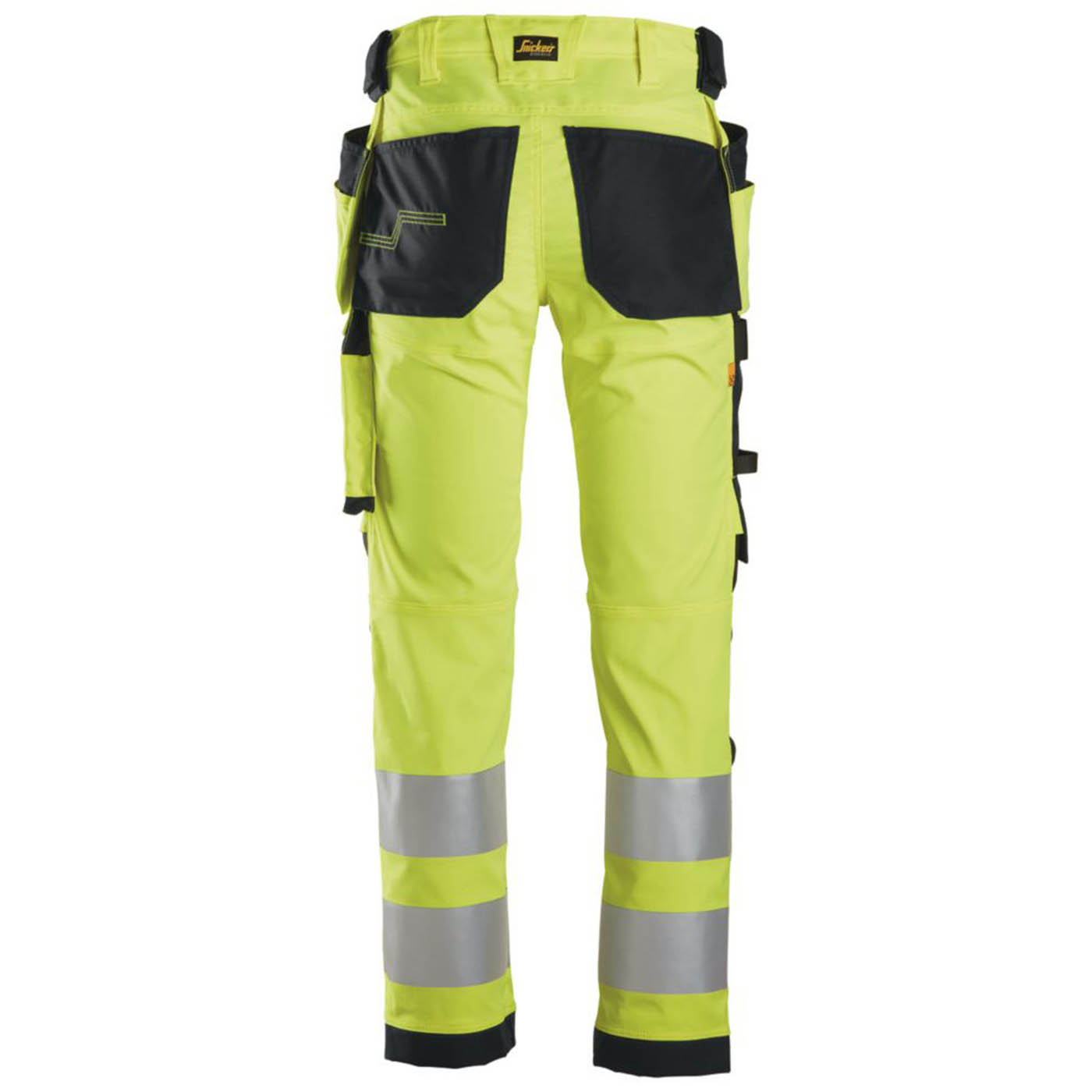Snickers Hi-Vis Work Trousers Mens Slim Fit Yellow Multi Pockets Cargo 36W 32L - Image 4