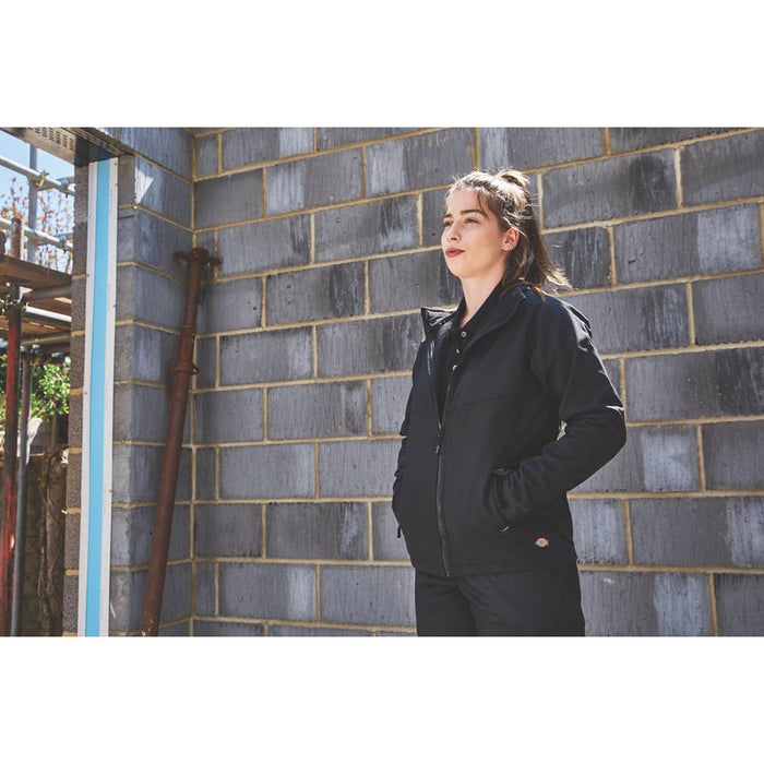 Womens Work Jacket Softshell Black Zipped Waterproof Adjustable Cuffs Size 10 - Image 3