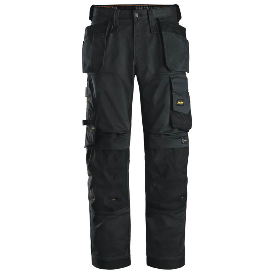 Snickers Work Trousers Mens Relaxed Fit Black Stretch Multi Pockets 38"W 32"L - Image 1
