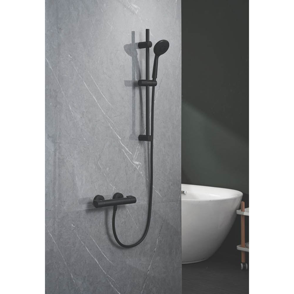 Swirl Thermostatic Mixer Shower Concentric Exposed Black 3 Spray Pattern Round - Image 3