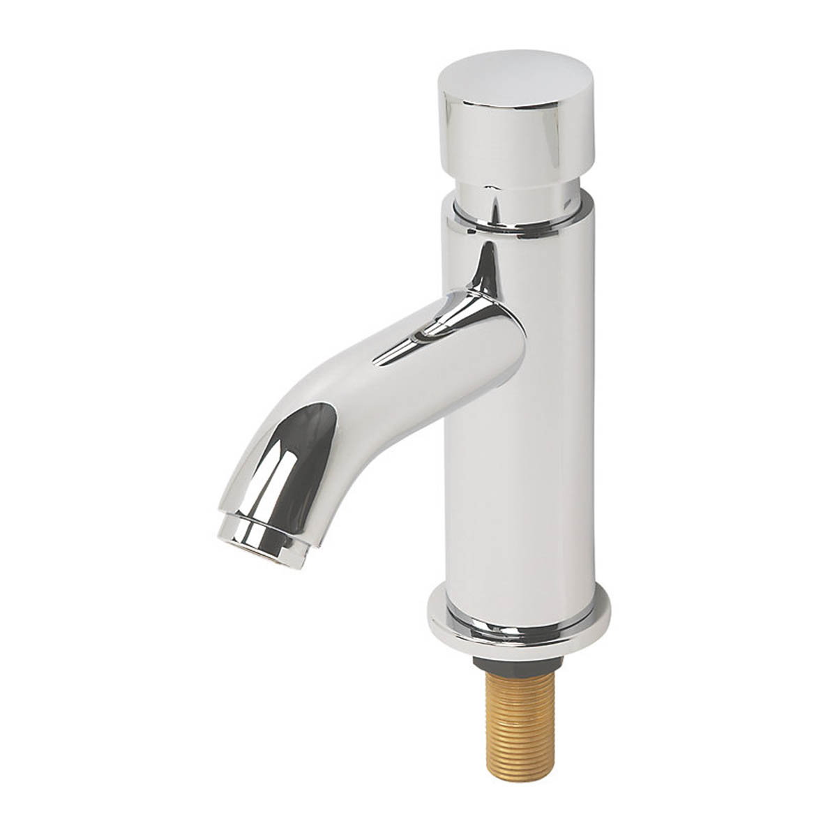 Bathroom Basin Pillar Tap Chrome Push Button Self Closing Brass Contemporary - Image 2