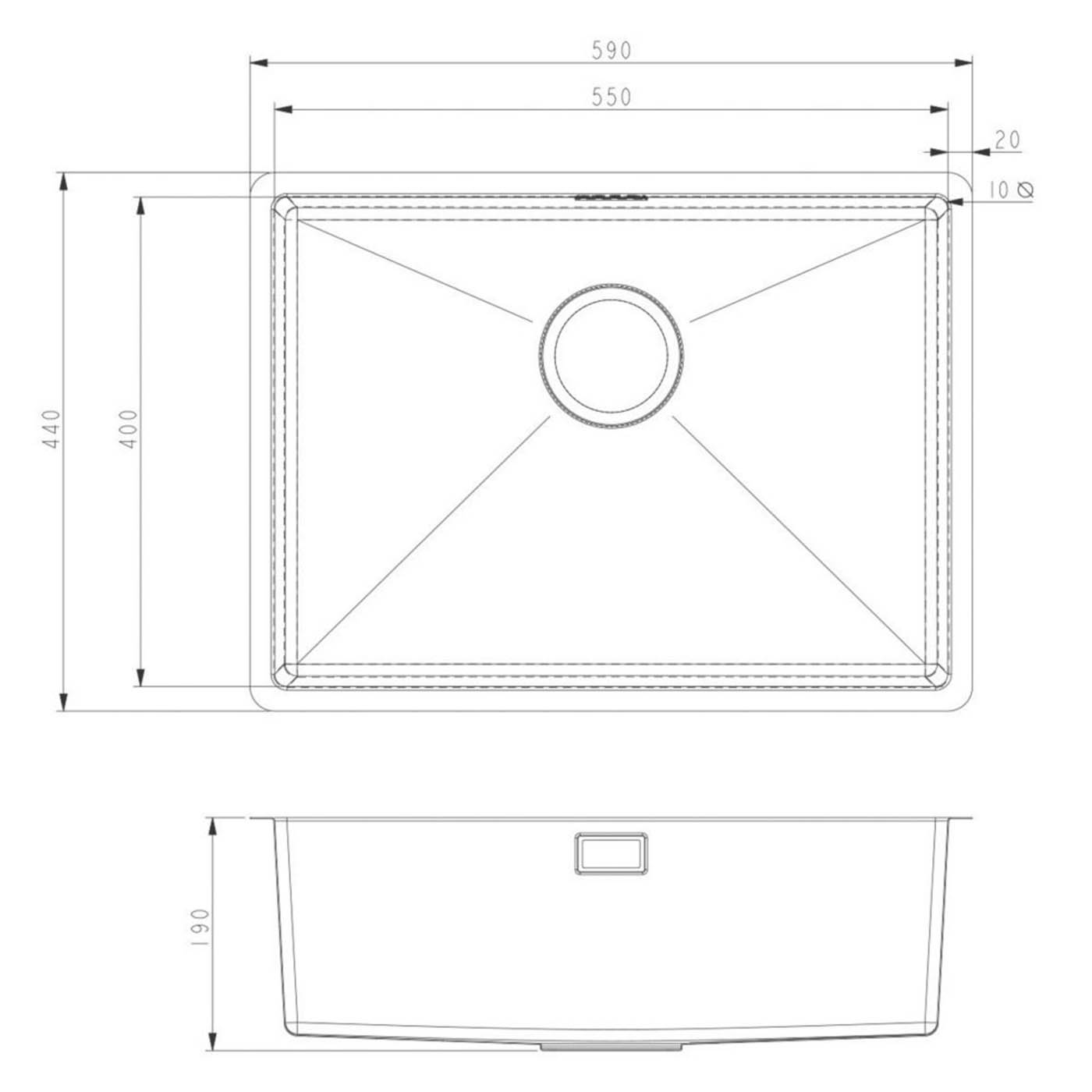 Carysil Kitchen Sink Stainless Steel SR1013 1 Bowl 590mm x 440mm - Image 5