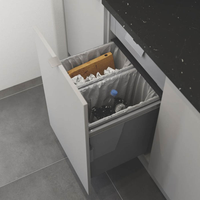 Essentials Pull-Out Bin 58Ltr 2 Containers Plastic Anthracite Side Mounted - Image 1