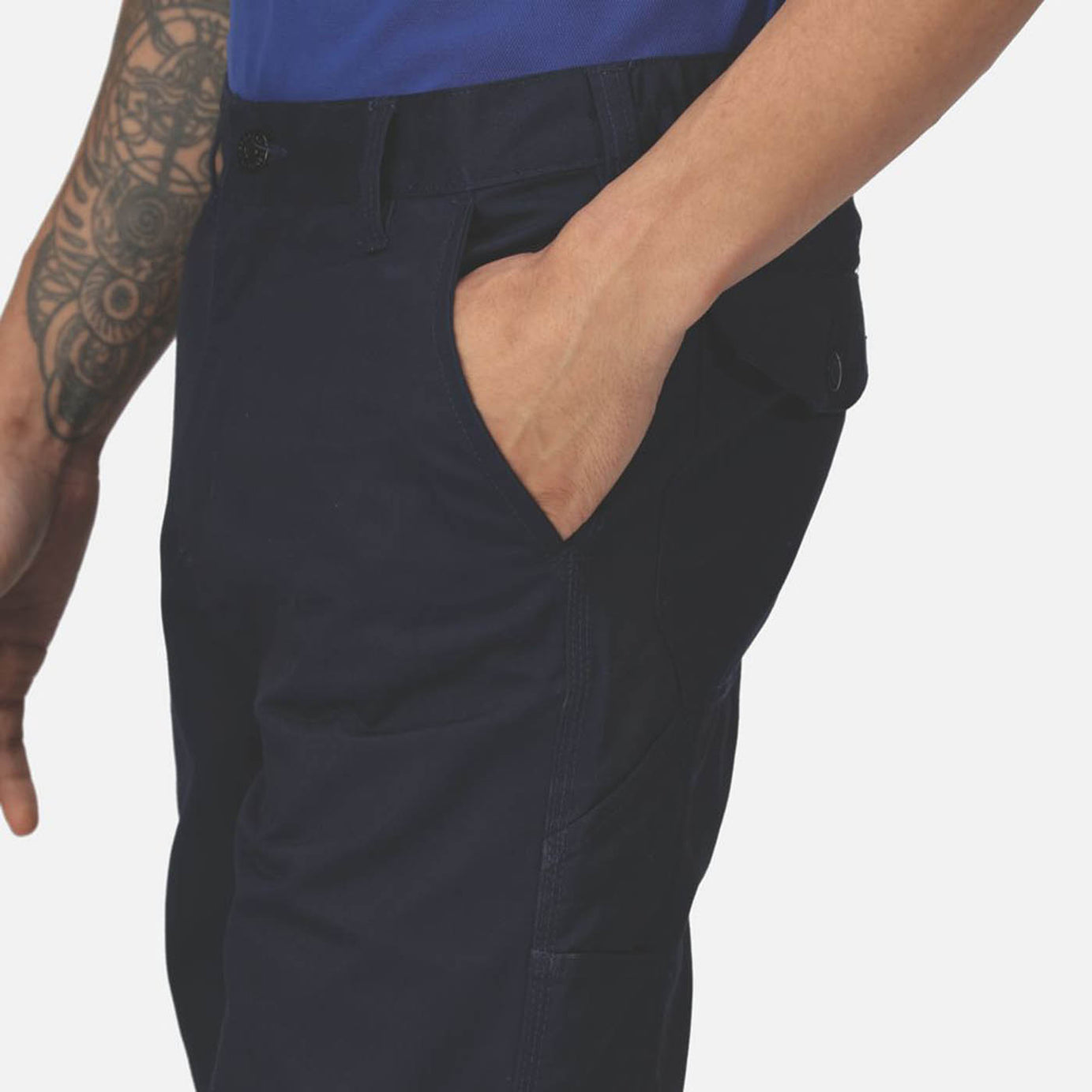 Regatta Pro Mens Work Trousers Navy Cargo Classic Fit Multi Pockets 38" W 31" L - Image 6
