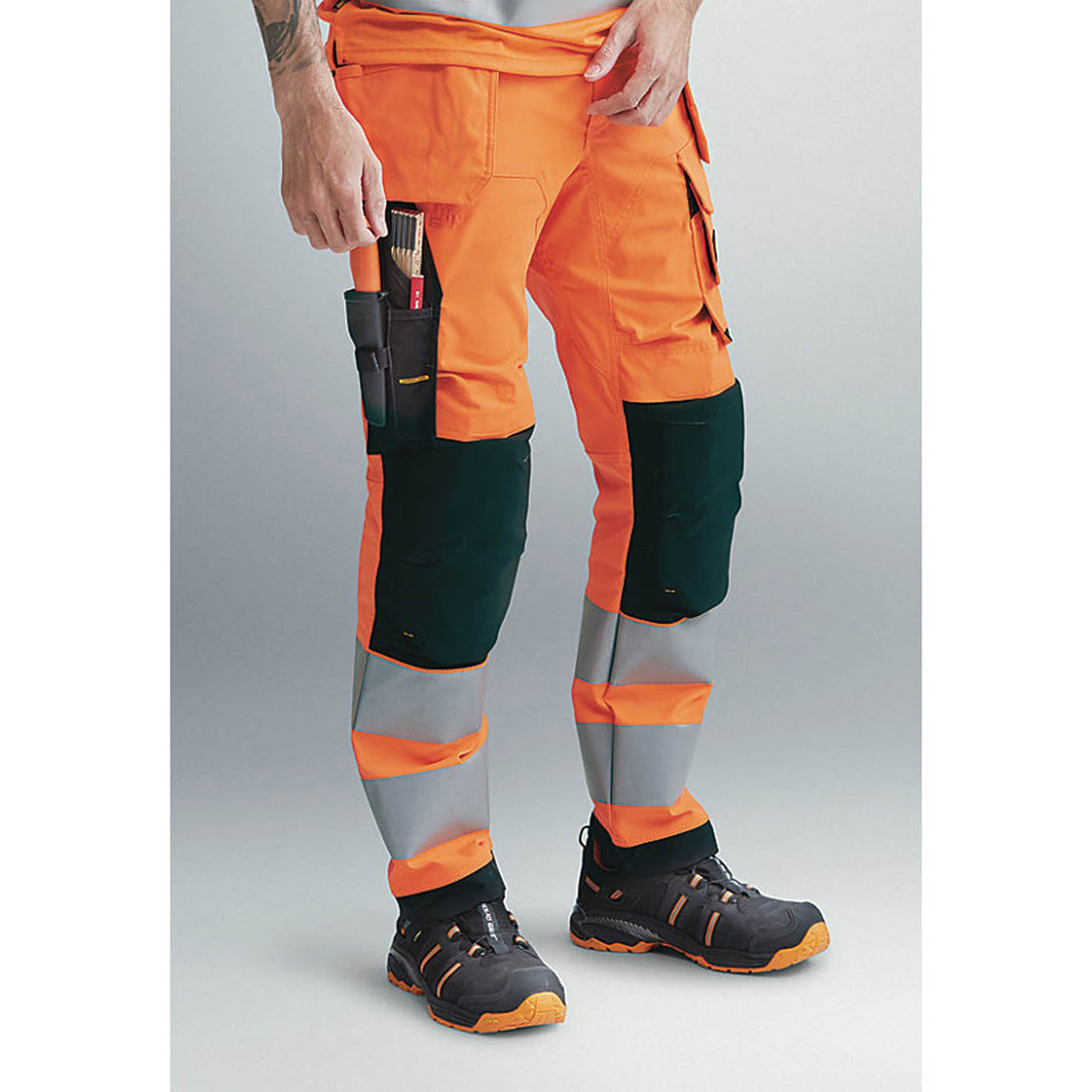 Snickers Hi-Vis Work Trousers Mens Slim Fit Orange Multi Pockets Cargo 38W 32L - Image 3