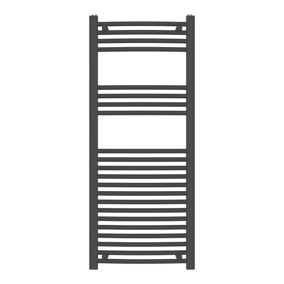 Flomasta Towel Rail Radiator Matt Black Curved Warmer 1200mm x 500mm 1815BTU - Image 2