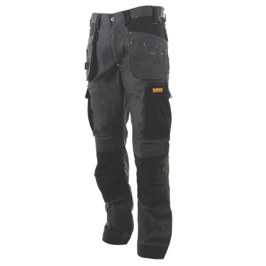 DeWalt Work Trousers Mens Slim Fit Grey Black Stretch Multi Pockets 36"W 33"L - Image 2