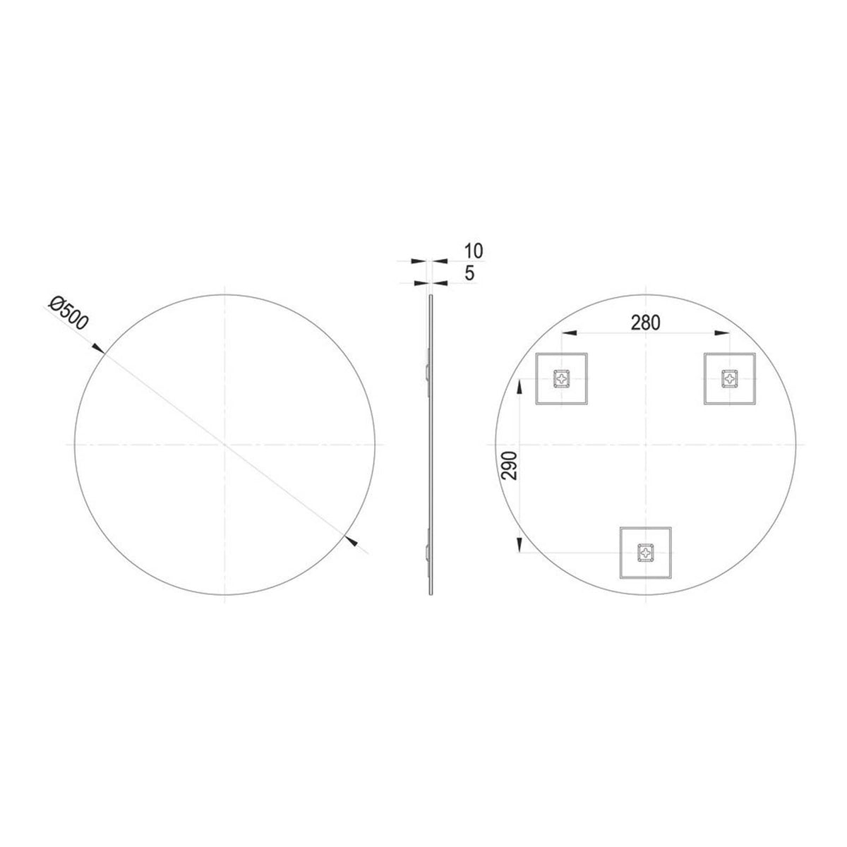 Nevarda Bathroom Mirror Plain 500mm x 10mm x 500mm - Image 3